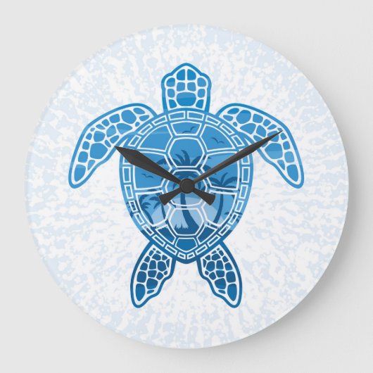 Tropisch Zee schildpad design in Blue Grote Klok (Voorkant)