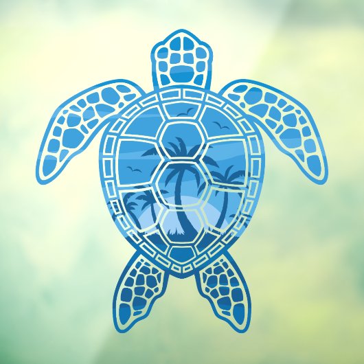 Tropisch Zee schildpad design in Blue Raamsticker (Vel 3)