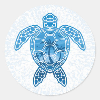 Tropisch Zee schildpad design in Blue Ronde Sticker