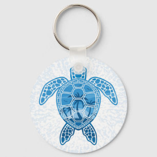 Tropisch Zee schildpad design in Blue Sleutelhanger