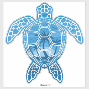 Tropisch Zee schildpad design in Blue Sticker