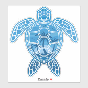 Tropisch Zee schildpad design in Blue Sticker