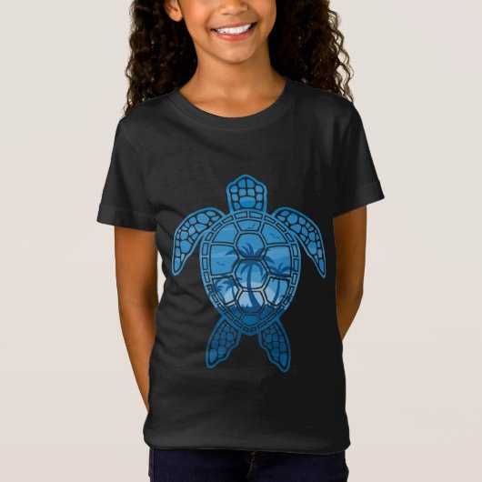 Tropisch Zee schildpad design in Blue T-shirt (Voorkant)