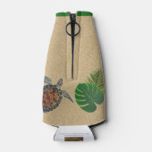 Tropisch Zee Schildpad en Palmen Zand Hart Flesjeskoeler (Achterkant)