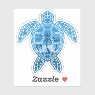 Tropisch Zee schildpad in blauw Sticker