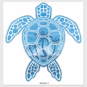 Tropisch Zee schildpad in blauw Sticker
