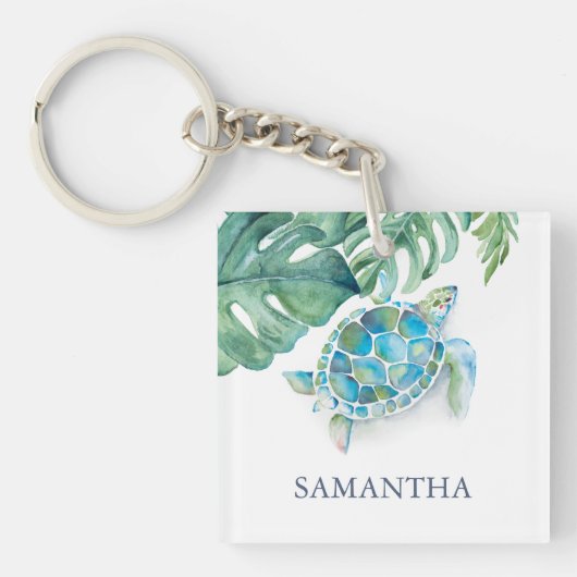 Tropisch Zee schildpad op maat Sleutelhanger (Voorkant)
