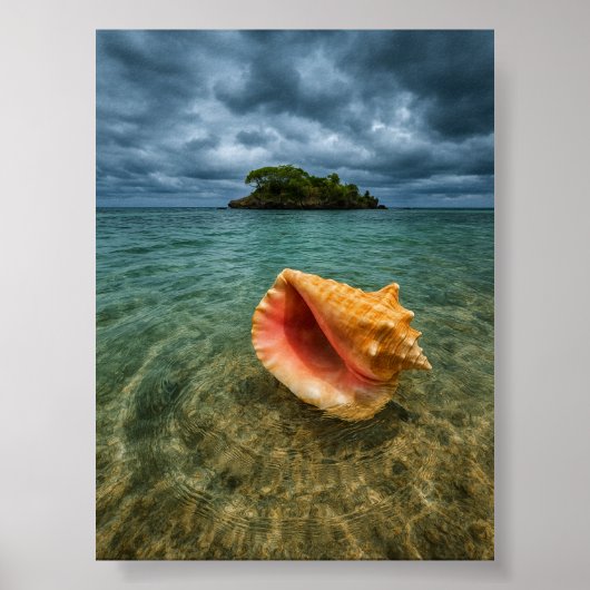 Tropisch Zee Shell en Island Uitzicht Poster (Voorkant)