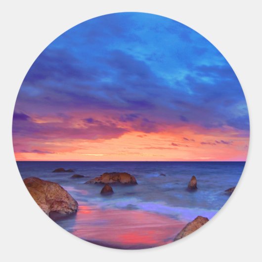 Tropisch Zee Sunset Ronde Sticker (Voorkant)