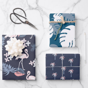 Tropisch zeemacht, blush roze verpakt papier inpakpapier vel