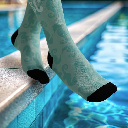 Tropisch zeepaardmonogram Zee Groene Sokken