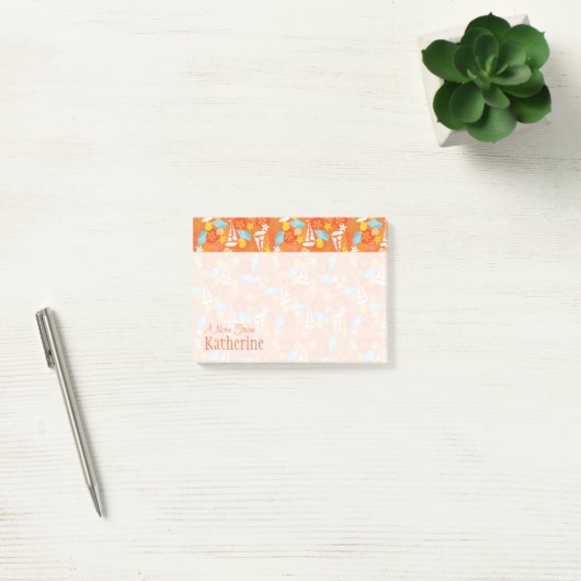 Tropisch zeilpatroon | Jouw namen toevoegen Post-it® Notes (Kantoor)