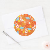Tropisch zeilpatroon ronde sticker (Envelop)