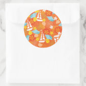 Tropisch zeilpatroon ronde sticker (Tas)