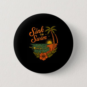 Tropisch zinken of zwemmen skelet Funny Beach Summ Ronde Button 5,7 Cm