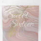 Tropisch Zoet 16 Vloeibaar Marmer | Agate Blush Pi Drieluik Uitnodiging (Binnenzijde eerst)