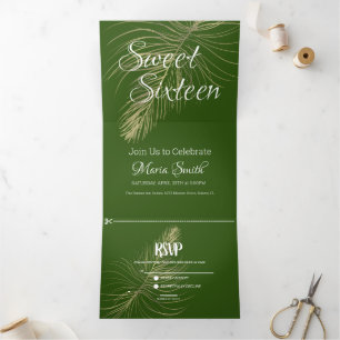 Tropisch Zoet 16 Vloeibaar Marmer   Folie palmboom Drieluik Uitnodiging