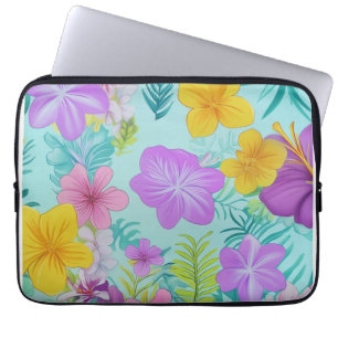 Tropisch Zomer Bloemmotief - Helder Hibiscus Laptop Sleeve