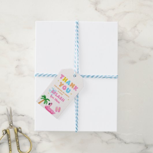 Tropisch Zomer Zwembad Feest Spat Bedankt  Cadeaulabel (Met Touw)