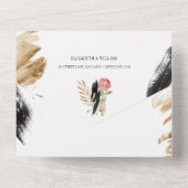 Tropisch zomergroen verlaat bruiloft met RSVP All In One Uitnodiging (Achterkant)