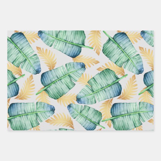 Tropisch zomerpalm leest pattern inpakpapier vel (Voorkant 3)