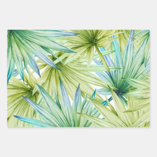 Tropisch zomerpalm leest pattern inpakpapier vel (Voorkant 3)