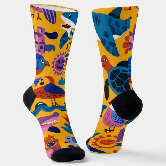 Tropisch Zomerpatroon Crew Sokken Cadeau (Gebogen)