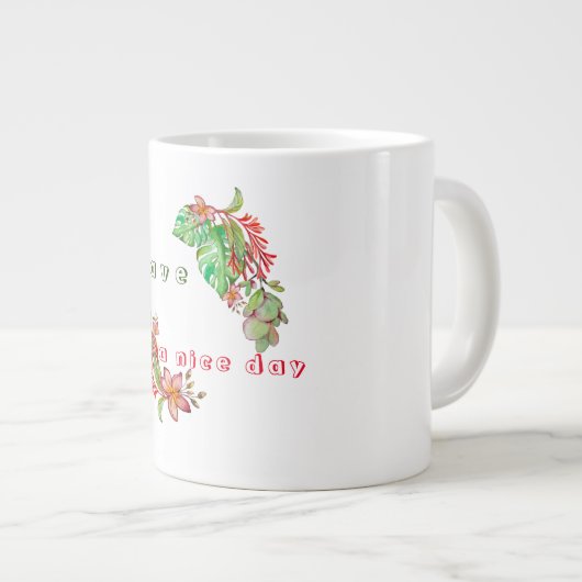 Tropisch zomerpatroon met bloemen en bladeren m extra grote beker (Voorkant rechts)