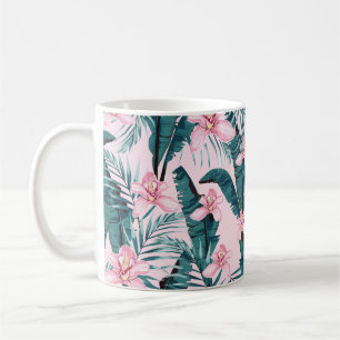 Tropisch zomerschilderij naadloos met palm koffiemok