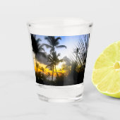 Tropisch zonnescherm voor afdrukken in zwart-wit shot glas (Voorkant)