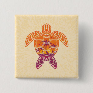 Tropisch zonneschijnschildpad voor Zee Vierkante Button 5,1 Cm