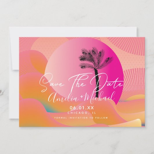 Tropisch zonnopend Roze Sinaasappel sparen de Datu Kaart (Voorkant)