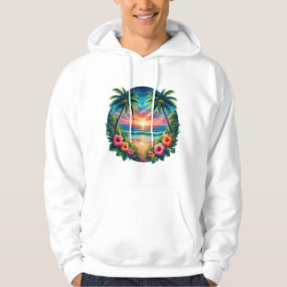 Tropisch Zonsondergang Paradijs – Levendig Strand Hoodie