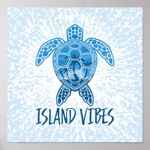Tropisch Zonsondergang Zee Schildpad Ontwerp met E Poster