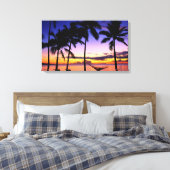 Tropisch zonsonderstel canvas afdruk (Insitu (Slaapkamer))