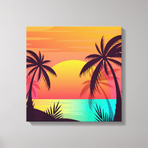 Tropisch zonsonderstel canvas afdruk