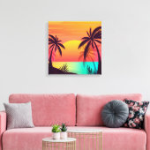 Tropisch zonsonderstel canvas afdruk (Insitu (Woonkamer))