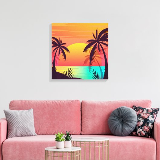 Tropisch zonsonderstel canvas afdruk (Insitu (Woonkamer))