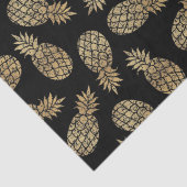 Tropisch zwart Chic Gold Pineapples Tissuepapier (Detail)