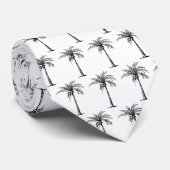 Tropisch zwart palmboompatroon stropdas (Opgerold)