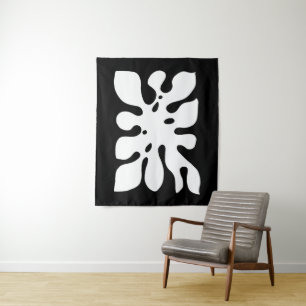 Tropisch zwart-wit Monstera Leaf Abstract Wandkleed