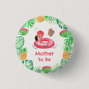 Tropisch Zwembad Baby Shower Voor Moeder Ronde Button 3,2 Cm