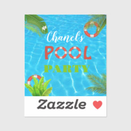 Tropisch zwembad Party | Zomer verjaardag Sticker