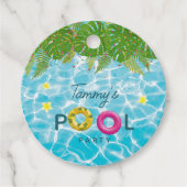 Tropisch Zwembad Party Zwembad Verjaardag Bedankjes Labels (Voorkant)