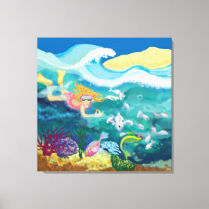 Tropisch zwemmen canvas afdruk