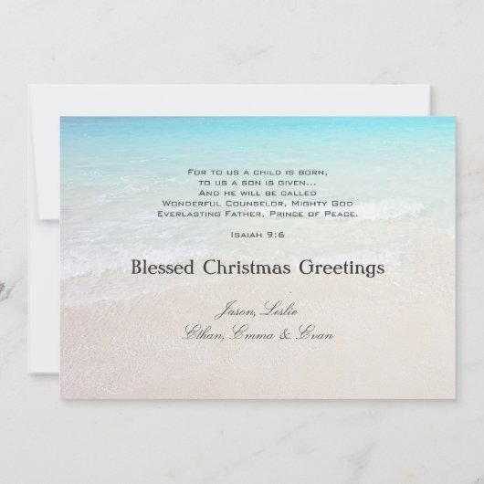 Tropische, 5 x 7 Kerstmis Kaart met scripts (Achterkant)