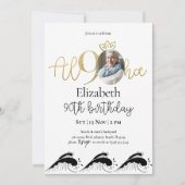 Tropische 90e gouduitnodiging met foto kaart (Voorkant)