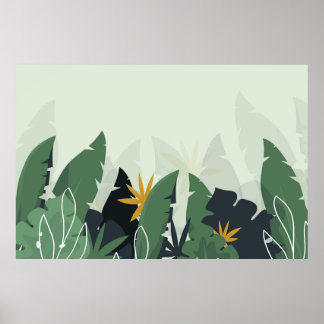 Tropische achtergrond met oerwoud planten. Palmver Poster