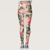 Tropische afdruk, luchtvogels, botervliegen leggings (Voorkant)