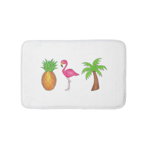 Tropische afdrukpalm Pineappel Roze flamingo Badmat